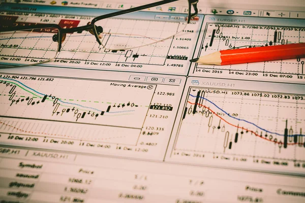 Análise financeira e gráficos. Antecedentes sobre forex e estoque ma — Fotografia de Stock