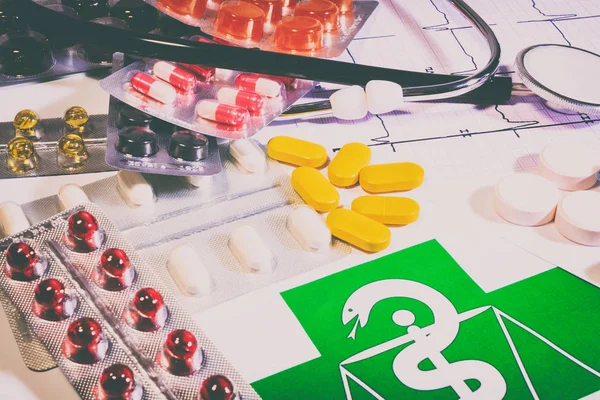 Background theme pharmacology, tablets — Stock Photo, Image