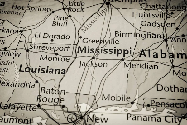 Mississippi en el mapa de Estados Unidos —  Fotos de Stock