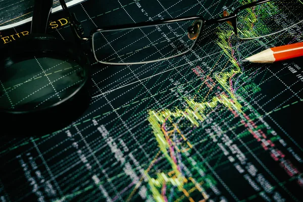 Financiële analyse en grafieken. Achtergrondinformatie over forex en voorraad ma — Stockfoto