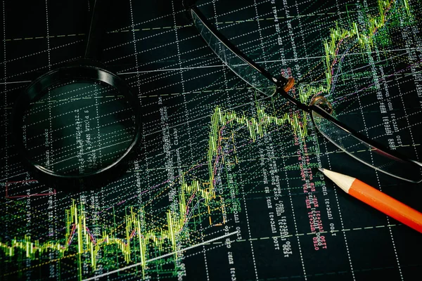 Financiële analyse en grafieken. Achtergrondinformatie over forex en voorraad ma — Stockfoto