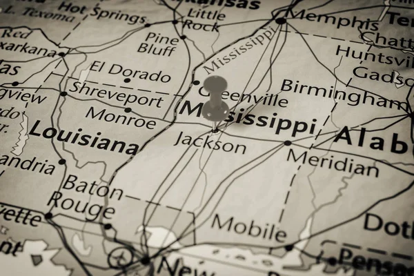 Mississippi en el mapa de Estados Unidos —  Fotos de Stock