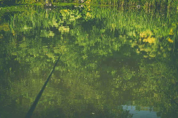 Pesca su una canna da pesca galleggiante — Foto Stock