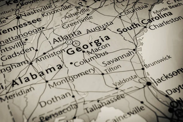 Stát z Gruzie na mapě Usa — Stock fotografie