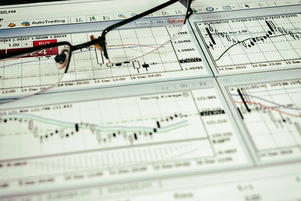 Analytique financière et graphiques. Contexte sur forex et stock ma — Photo