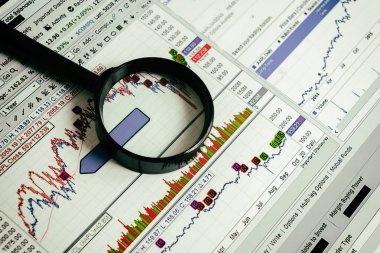 Finansal analizi ve grafikler. Arka plan üzerinde forex ve stok ma