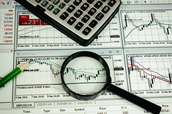 Finansiella analyser och grafer. Bakgrunden på forex och lager ma — Stockfoto