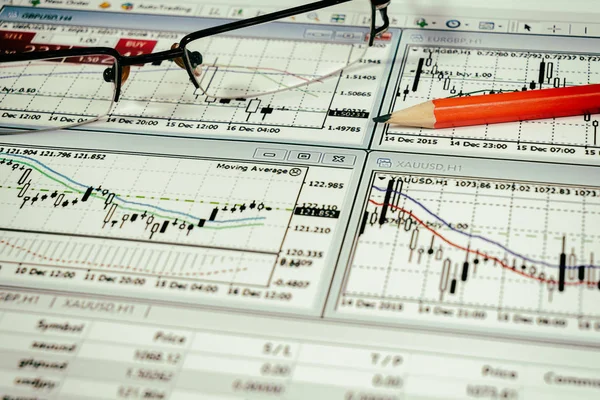 Analytique financière et graphiques. Contexte sur forex et stock ma — Photo