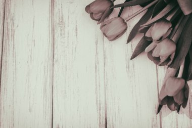 Lale bir tahta üzerinde arka plan