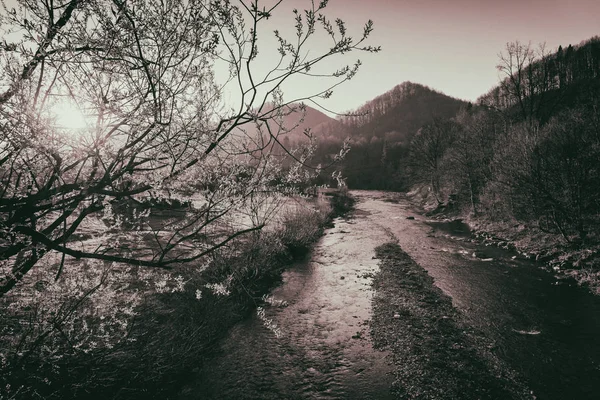 세련 된 강과 산 풍경 — 스톡 사진