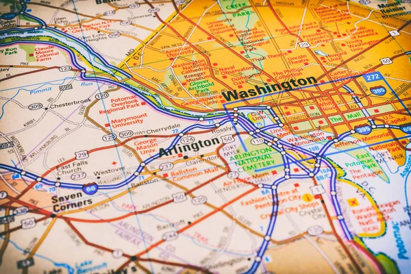 Washington a térképen — Stock Fotó