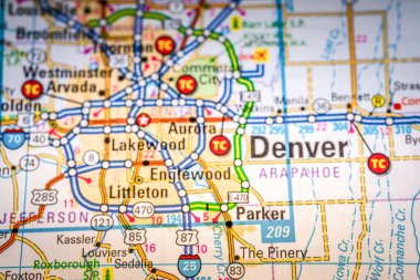 Denver Usa harita seyahat arkaplanı