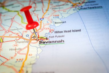 Savannah ABD haritası seyahat geçmişi üzerine