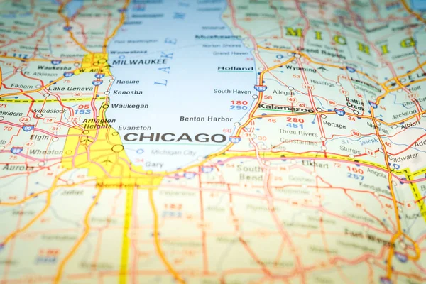 Chicago Mapa — Fotografia de Stock