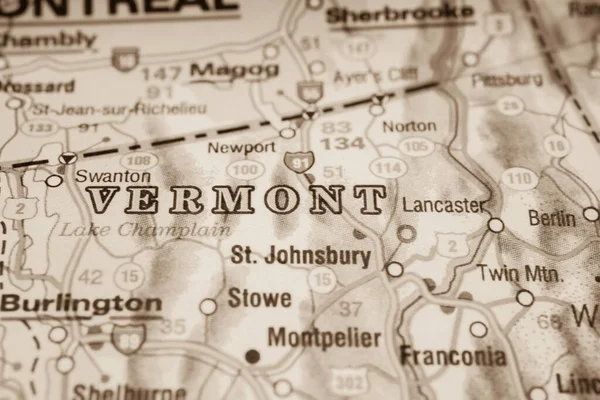 Vermont Mapa Dos Eua — Fotografia de Stock