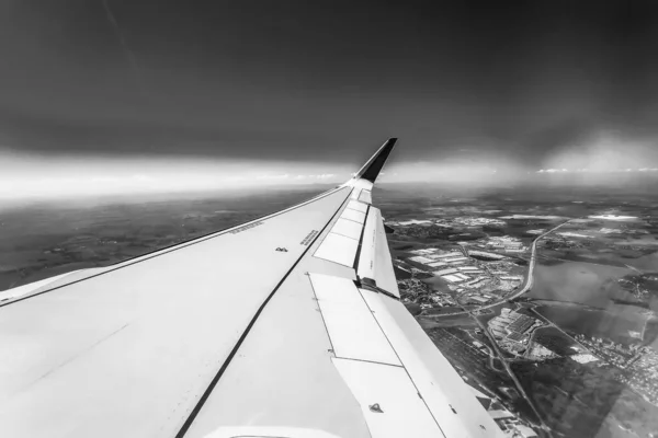 Blick Aus Dem Flugzeugfenster Flügel — Stockfoto