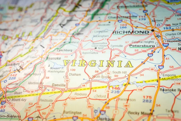 Virginia Mapie Podróży Tło Usa — Zdjęcie stockowe