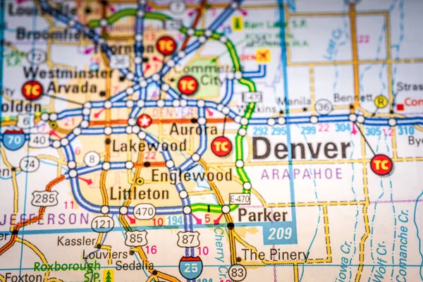 Denver Eua Mapa Viagem Fundo — Fotografia de Stock