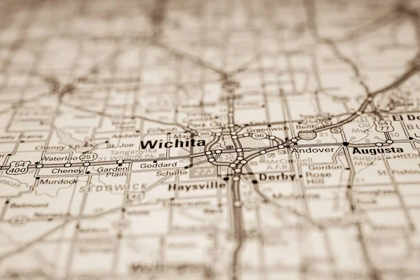 Wichita Usa Mapa Fondo Viaje —  Fotos de Stock