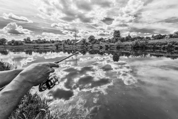 Pesca Descanso Rural Antecedentes Sobre Tema Recreação — Fotografia de Stock