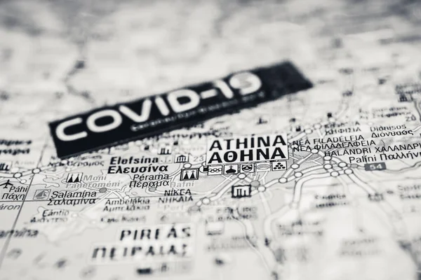 Athina Coronavirus Covid Karantän Bakgrund — Stockfoto