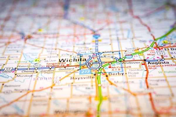 Wichita Usa Map Travel Background — Stock Photo, Image