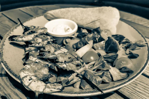 Camarão Pratos Comida Deliciosa — Fotografia de Stock