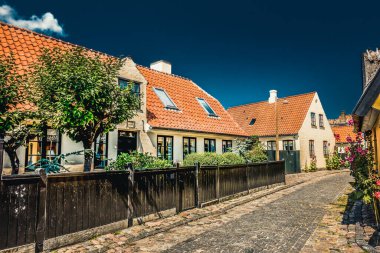 Resimli bir köyde güzel bir Danimarka mimarisi