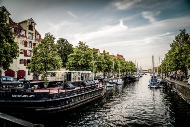 Kopenhag, Danimarka - 18 Temmuz 2019. Kopenhag 'ın muhteşem mimarisi