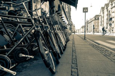 Kopenhag, Danimarka - 15 Temmuz 2019. Kopenhag sokakları, Danimarka