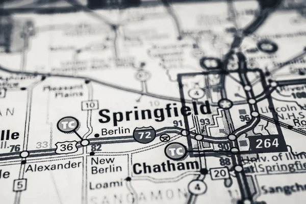 Springfield Sur Carte Des États Unis Fond Voyage — Photo