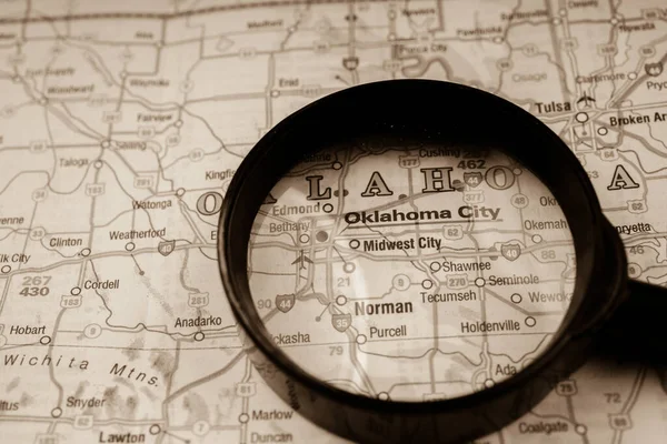 Oklahoma Usa Térképén Utazási Háttér — Stock Fotó