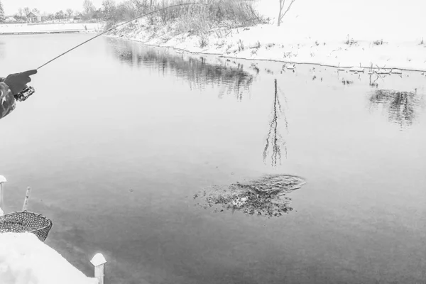 Pesca Alla Trota Sul Lago — Foto Stock