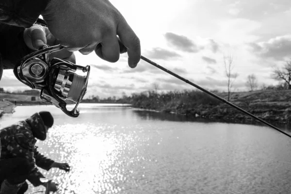 Pesca Descanso Rural Contexto Sobre Tema Recreación —  Fotos de Stock