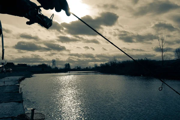 Pesca Descanso Rural Contexto Sobre Tema Recreación — Foto de Stock