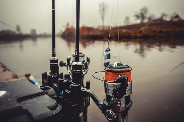 Pêche Truite Sur Lac Pêche Sportive Activités Plein Air — Photo