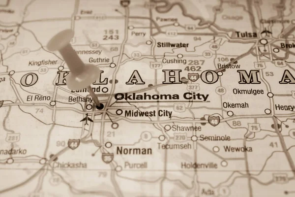 Oklahoma Mapa Dos Eua Fundo Viagem — Fotografia de Stock