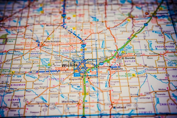 Wichita Usa Map Travel Background — Stock Photo, Image