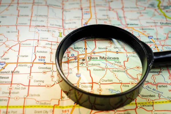 Des Moines Mapa — Foto de Stock