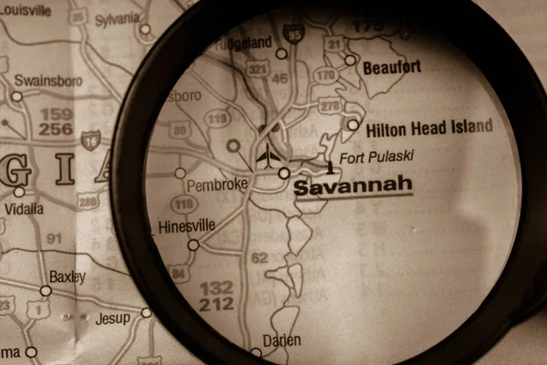Savannah Mapa Fondo Viaje — Foto de Stock