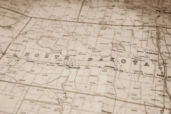 Dacota Norte Mapa — Fotografia de Stock