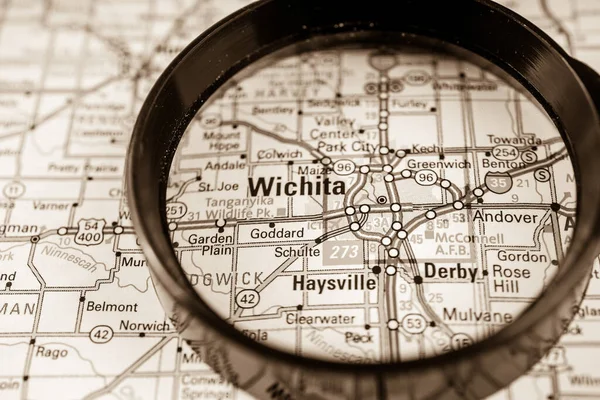 Wichita Eua Mapa Viagem Fundo — Fotografia de Stock