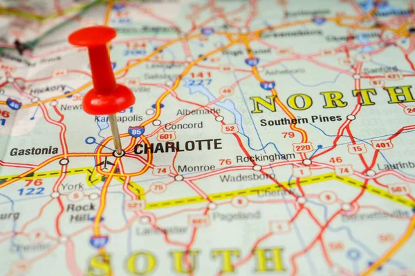 Charlotte Stati Uniti America Mappa — Foto Stock