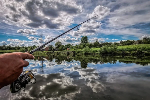 Pesca Descanso Rural Antecedentes Sobre Tema Recreação — Fotografia de Stock