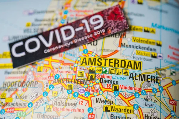 アムステルダムコロナウイルスCovid 19検疫の背景 — ストック写真
