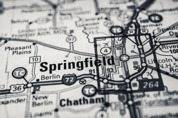 Springfield Sur Carte Des États Unis Fond Voyage — Photo