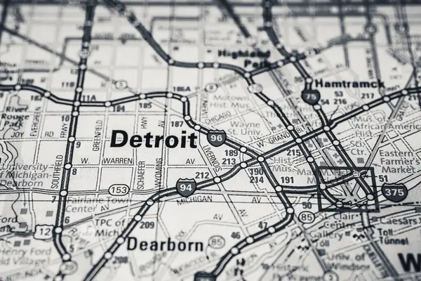 Карта Подорожей Детройті — стокове фото