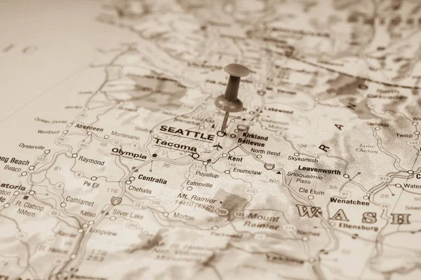 Seatle Ουάσιγκτον Στο Χάρτη — Φωτογραφία Αρχείου