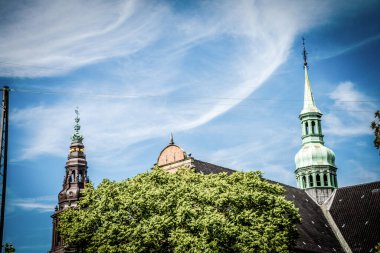 Kopenhag, Danimarka - 18 Temmuz 2019. Güzel Kopenhag mimarisi, Kopenhag 'da seyahat