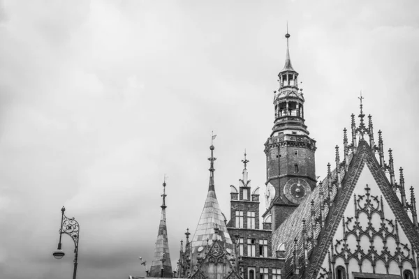 Hermosa Plaza Del Mercado Wroclaw Hermosas Casas Antiguas —  Fotos de Stock